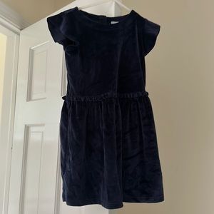 Navy blue velour short sleeved dress. Girls size 4